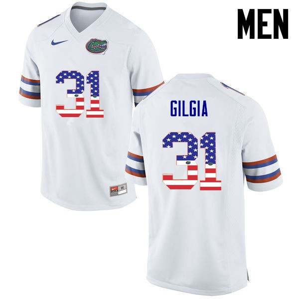 Florida Gators Men #31 Anthony Gigla College Football USA Flag Fashion White